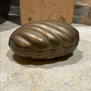 Vintage Brass Clamshell Trinket Box
